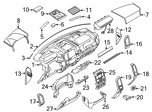 2018 Ford F-150 Instrument Panel Components Panel Cover Diagram for FL3Z-1504338-AM