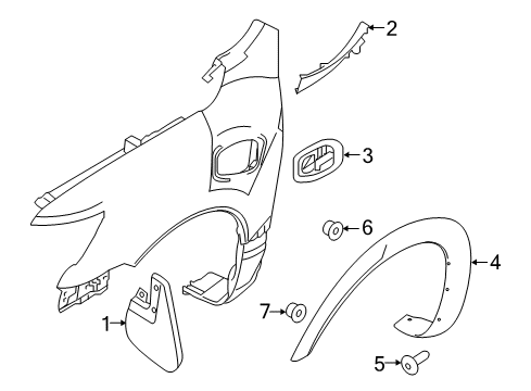 2019 Nissan Titan Exterior Trim - Fender Duct-Front Fender, RH Diagram for 63824-9FT0B