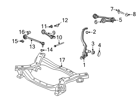 2019 Dodge Challenger Front Suspension Components, Lower Control Arm, Upper Control Arm, Stabilizer Bar Spacer Diagram for 4895415AB