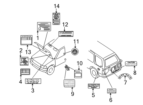 Diagram for 2004 Nissan Pathfinder Information Labels 