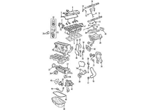 1997 Chrysler Sebring Engine Parts, Mounts, Cylinder Head & Valves, Camshaft & Timing, Oil Pan, Oil Pump, Balance Shafts, Crankshaft & Bearings, Pistons, Rings & Bearings Support-Engine Support Diagram for 4593410AB