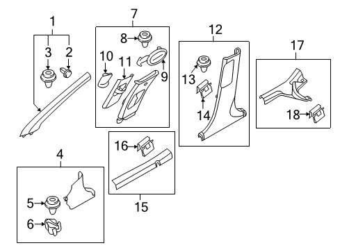 2012 Hyundai Accent Interior Trim - Pillars, Rocker & Floor Trim Assembly-Front Pillar RH Diagram for 85820-1R000-V2