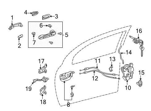 2004 Pontiac Vibe Front Door Handle, Front Side Door Outside *Green Diagram for 88971452