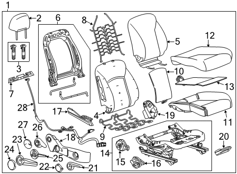2015 Chevrolet Cruze Passenger Seat Components Cushion Cover Diagram for 42341715