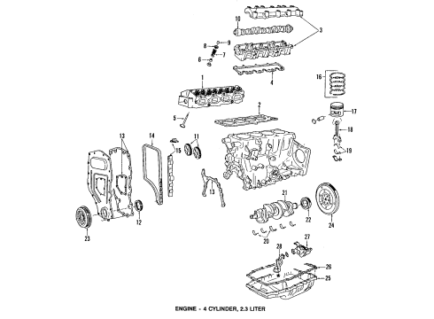1990 Oldsmobile Cutlass Supreme Engine Parts, Mounts, Cylinder Head & Valves, Camshaft & Timing, Oil Pan, Oil Pump, Crankshaft & Bearings, Pistons, Rings & Bearings Balancer Asm-Crankshaft Diagram for 24573264