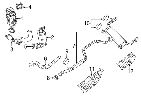 2013 Chrysler 200 Exhaust Components Catalytic Converter Diagram for 68067130AB