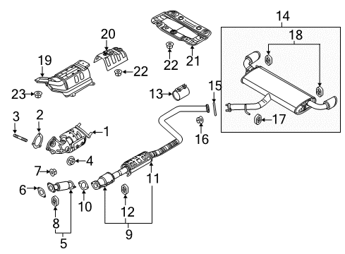 2018 Hyundai Elantra GT Exhaust Components Rear Muffler Assembly Diagram for 28710-G3310