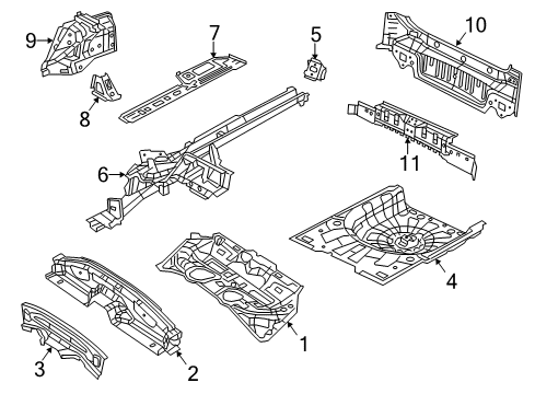 2017 Chrysler 200 Rear Body - Floor & Rails REINFMNT-Floor Pan Diagram for 68082297AA