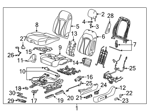 2016 Buick Envision Power Seats Seat Cushion Pad Diagram for 23307159