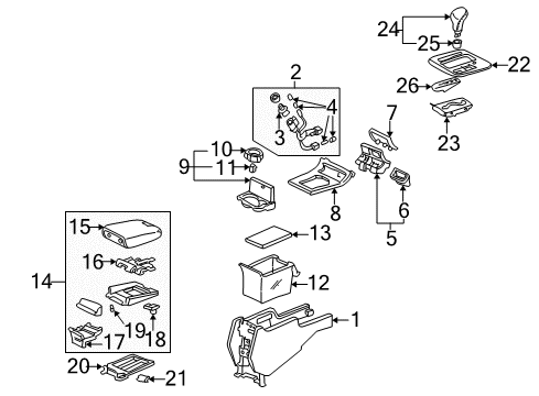 1996 Acura RL Center Console Console, Rear (Graphite Black) Diagram for 83401-SZ3-003ZC