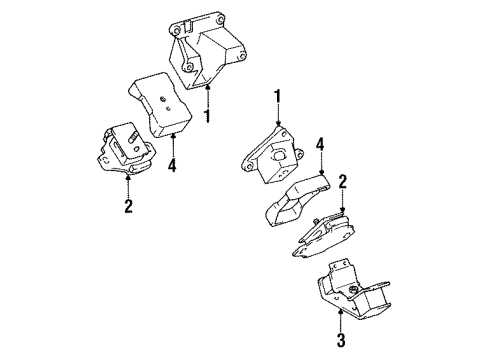 1991 Toyota Pickup Engine & Trans Mounting Bracket, Engine Mounting, Front RH Diagram for 12311-65030