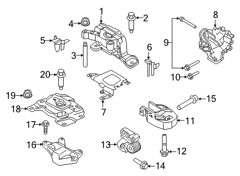 2015 Ford Transit Connect Engine & Trans Mounting Support Nut Diagram for -W520203-S442