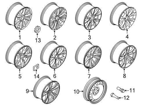 2015 BMW X5 Wheels, Covers & Trim Light Alloy Rim Diagram for 36117846787