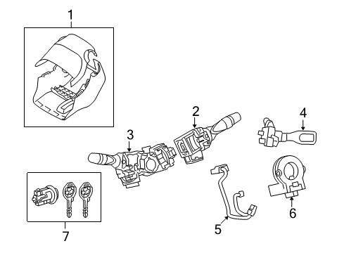 2011 Toyota Corolla Shroud, Switches & Levers Cylinder & Keys Diagram for 69057-12840