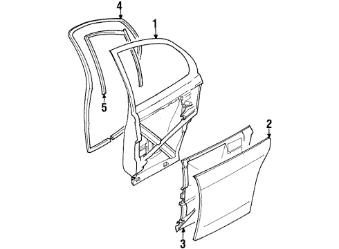 1997 Saturn SL1 Rear Door Insulator Asm, Rear Side Door Diagram for 21306064