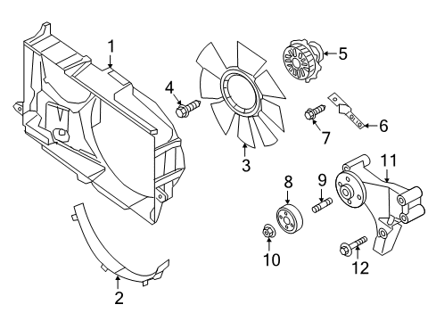 2017 Nissan Titan XD Cooling System, Radiator, Water Pump, Cooling Fan Bracket Heater Pipe Diagram for 14076-1LA1A