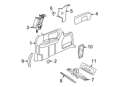 2009 Dodge Grand Caravan Interior Trim - Side Panel Panel-Quarter Trim Diagram for 5RV99ES3AB