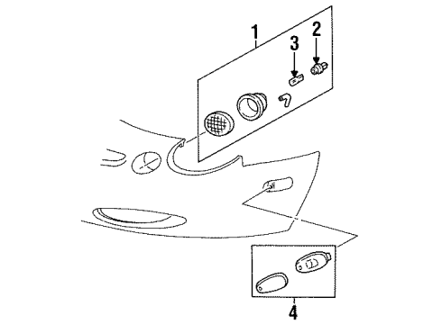 1996 Ford Taurus Park & Side Marker Lamps Side Marker Lamp Diagram for F6DZ-15A201-B