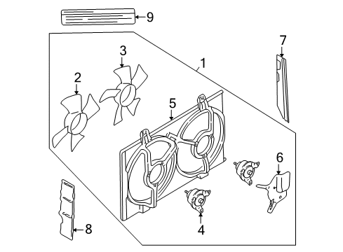 2000 Nissan Maxima Cooling System, Radiator, Water Pump, Cooling Fan Cover-Radiator Shroud Diagram for 21491-5M300