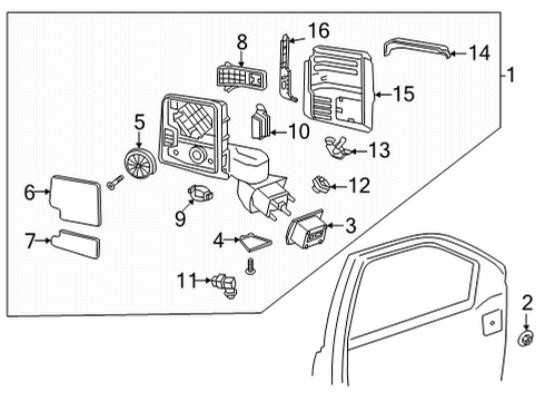 2020 GMC Sierra 3500 HD Outside Mirrors Mirror Assembly Diagram for 84879446