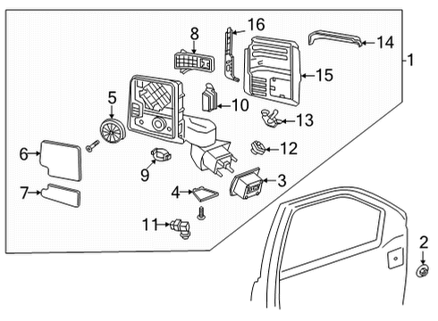 2020 GMC Sierra 3500 HD Outside Mirrors Upper Cover Diagram for 84468909