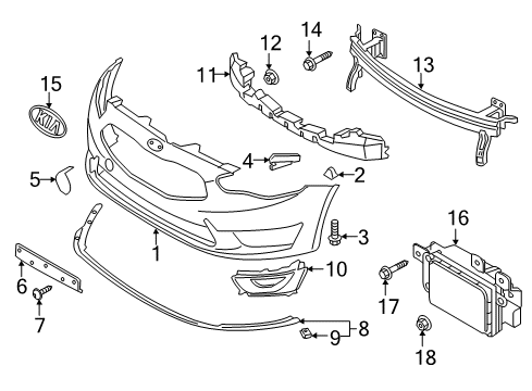 2016 Kia Cadenza Cruise Control System Bracket-Front Bumper Side Diagram for 865133R000