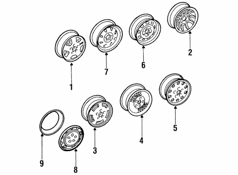 1987 Jeep Wagoneer Wheels, Covers & Trim Wheel Diagram for 52000019