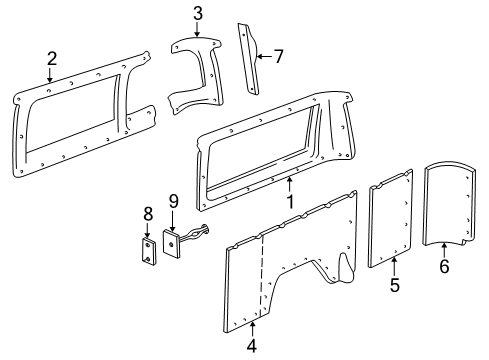 1999 Dodge Ram 2500 Van Interior Trim - Side Panel Panel-Lock Pillar Diagram for 5FV58RC3AD