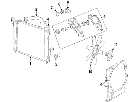 2010 Ford Explorer Cooling System, Radiator, Water Pump, Cooling Fan Radiator Assembly Diagram for 8L2Z-8005-A