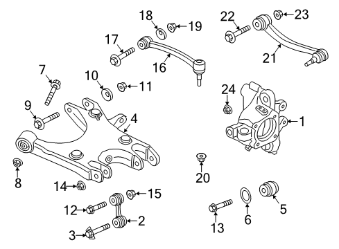 2013 BMW M5 Rear Suspension Components, Lower Control Arm, Upper Control Arm, Stabilizer Bar Hex Bolt With Washer Diagram for 33312284462
