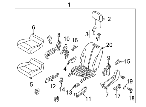 2017 Chevrolet City Express Driver Seat Components Recliner Handle Diagram for 19317852