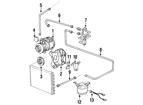1995 BMW 318i Air Conditioner Air Conditioner Tensioner Pulley Diagram for 11282245087