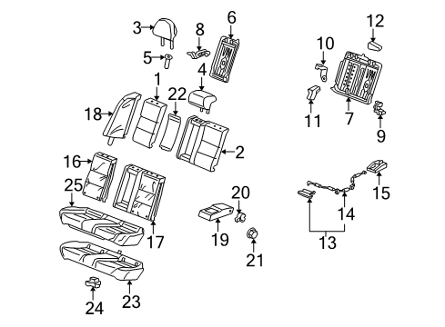 2012 Acura TSX Rear Seat Components Pad & Frame, Rear Seat Cushion Diagram for 82132-TL0-G01