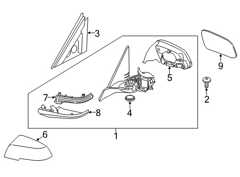 2014 BMW X1 Mirrors Heated Outside Mirror, Left Diagram for 51167307155