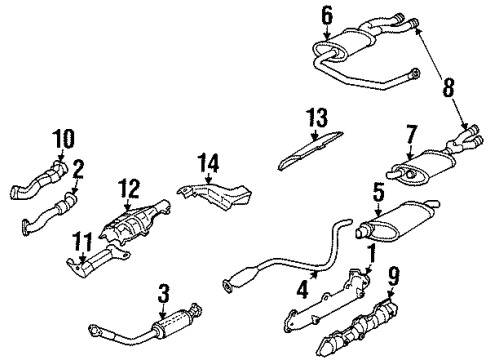 1998 Pontiac Grand Am Exhaust Components Exhaust Tail Pipe Diagram for 22637080