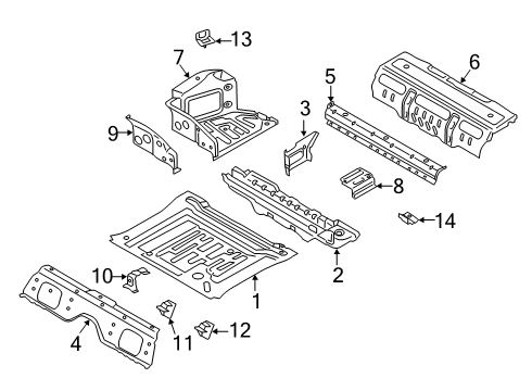 2021 BMW 840i Rear Floor & Rails CENTRE BACKREST BEARING BRAC Diagram for 41009465684