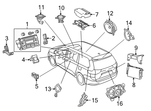 2011 Toyota Sienna Sound System Rear Speaker Diagram for 86160-08150