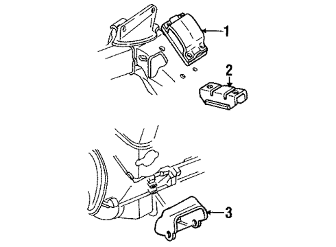 1991 Oldsmobile Custom Cruiser Engine & Trans Mounting Transmission Mount Washer Diagram for 15953691