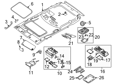 2005 Nissan Pathfinder Interior Trim - Roof Holder SUNVISOR Diagram for 96409-EA00C