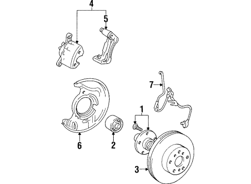 1993 Toyota Camry Front Brakes Booster Assembly, Brake Diagram for 44610-33190