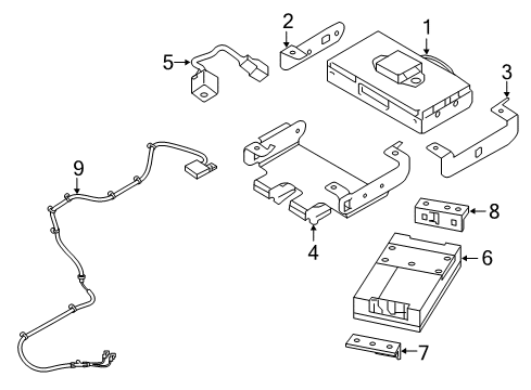 2015 Infiniti Q70 Communication System Components Bracket Diagram for 25233-1MA0A