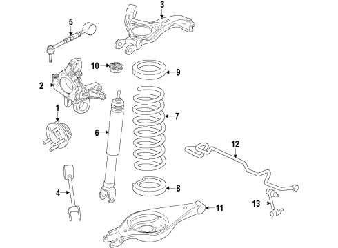 2010 Lincoln MKS Rear Suspension Components, Lower Control Arm, Upper Control Arm, Stabilizer Bar Coil Spring Diagram for AA5Z-5560-J