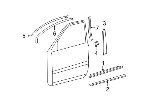 2008 Lexus RX400h Exterior Trim - Front Door Moulding, Front Door, Outside RH Diagram for 75731-48030-D1