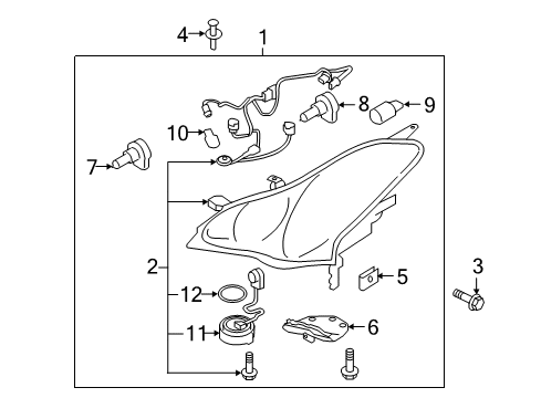 2016 Infiniti QX50 Headlamps Retainer Diagram for 62228-1BA0A