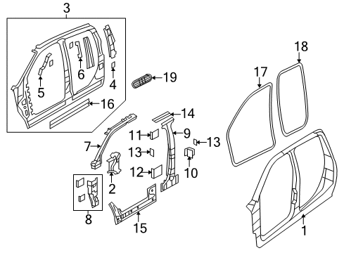 2015 Ram 1500 Uniside Seal-Door Opening Diagram for 55112360AC