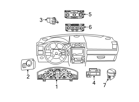 2007 Dodge Magnum Cluster & Switches Bulb Diagram for 4897949AA