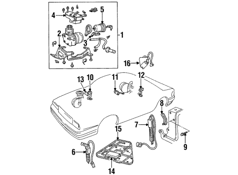 1994 Cadillac DeVille Ride Control Sensor Asm-Electronic Suspension Rear Position Diagram for 22134863