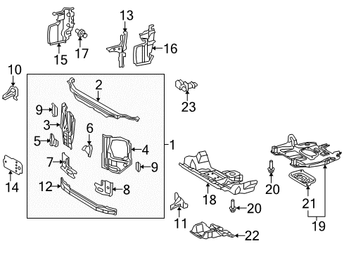 2020 Toyota 4Runner Radiator Support Reinforcement, Radiator Mounting, LH Diagram for 53269-35040