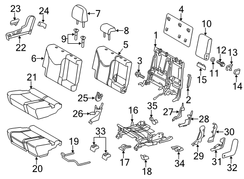 2012 Toyota Prius V Rear Seat Components Seat Cushion Pad Diagram for 71611-47040