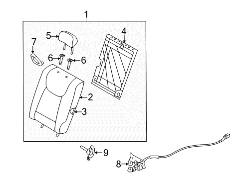 2011 Hyundai Elantra Rear Seat Components Webbing Guide-Rear Seat Back LH Diagram for 89390-3X000-RAS